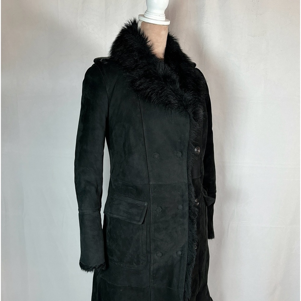Burberry Black Coat, Shearling Lambskin Coat, Women Small, Size 2-4